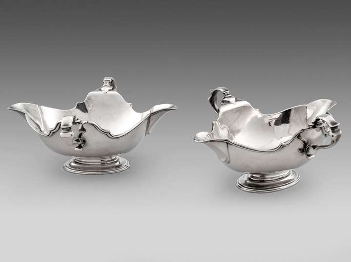 A Rare Pair of George I Double-Lipped Sauce Boats